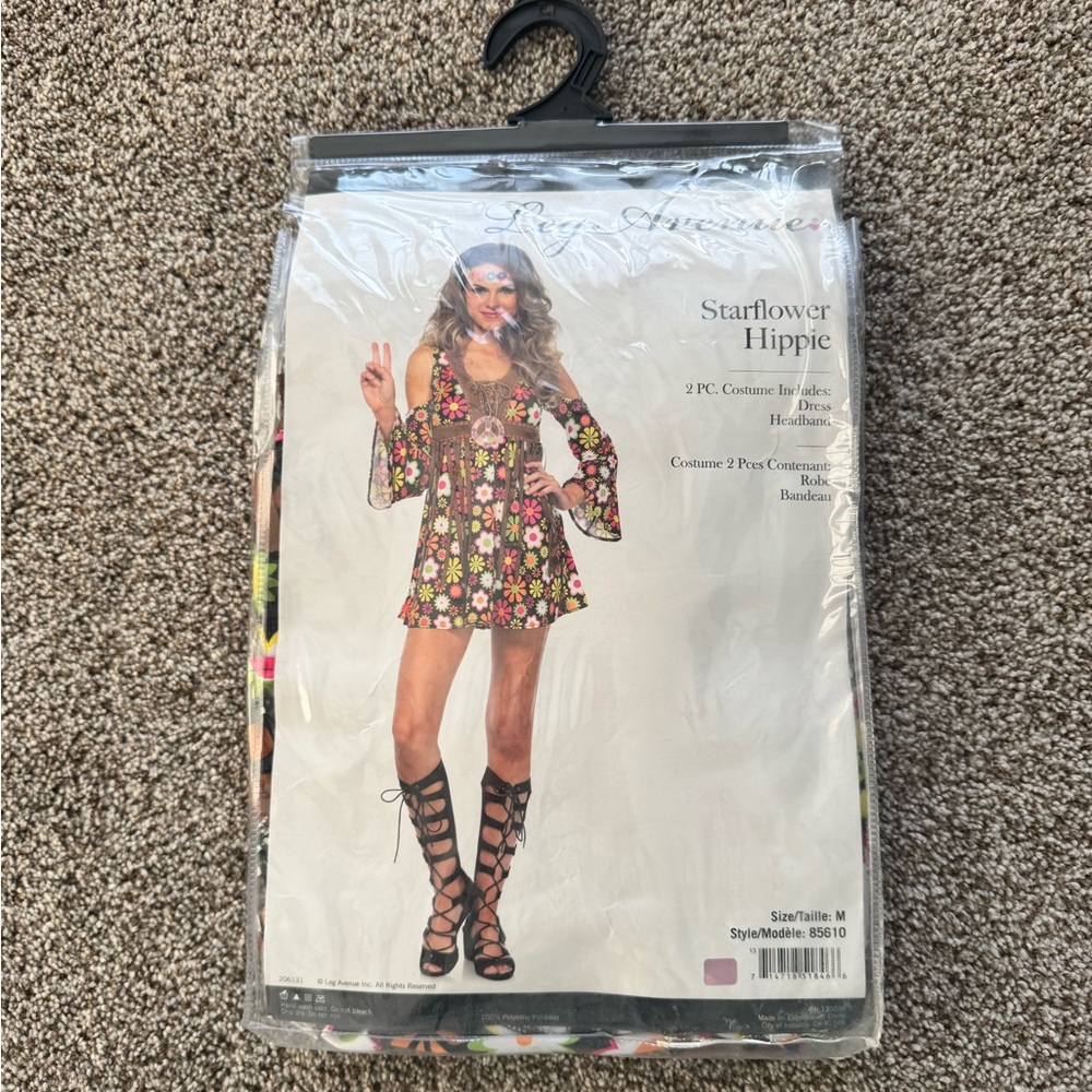 Leg Avenue Star Flower Floral Hippie Costume Dress & Headband• Med
